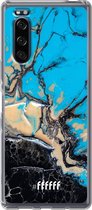 Sony Xperia 5 II Hoesje Transparant TPU Case - Blue meets Dark Marble #ffffff