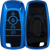 kwmobile autosleutel hoesje compatibel met Ford 4-knops autosleutel smart - autosleutel behuizing in hoogglans Blauw