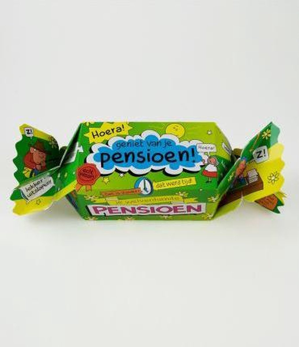 Snoeptoffee - Pensioen - Gevuld met luxe verpakte toffees - In cadeauverpakking met gekleurd lint