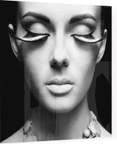 Vrouw met grote wimpers zwart wit - Foto op Plexiglas - 60 x 60 cm