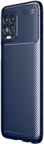 Motorola Moto G100 Hoesje Siliconen Carbon TPU Back Cover Blauw