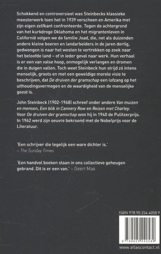 Boekomslag van De druiven der gramschap. Met een jongen op een amerikaans landschap.