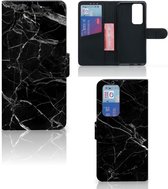 Telefoonhoesje OPPO Find X3 Neo 5G Wallet Book Case Vaderdag Cadeau Marmer Zwart
