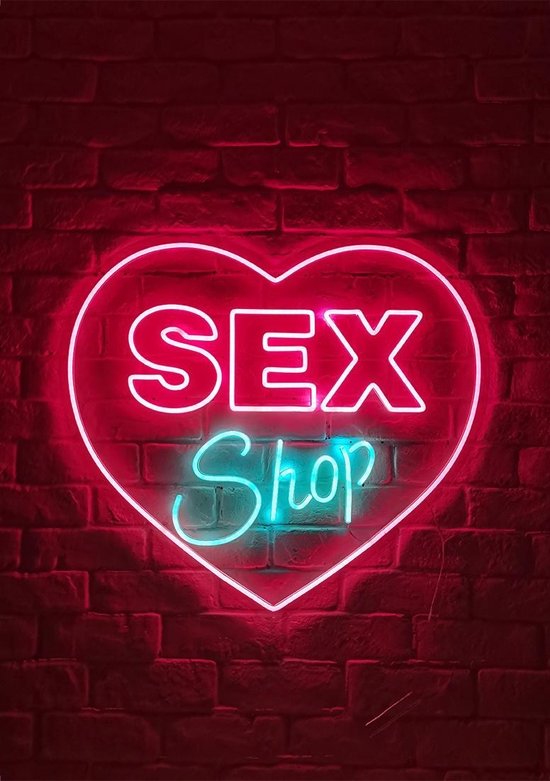 OHNO Neon Verlichting Sex Shop 3 - Neon Lamp - Wandlamp - Decoratie - Led - Verlichting - Lamp - Nachtlampje - Mancave - Neon Party - Kamer decoratie aesthetic - Wandecoratie woonkamer - Wandlamp binnen - Lampen - Neon - Led Verlichting - Roze