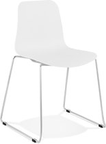 Alterego Moderne stoel 'EXPO' van wit kunststof met verchroomd metalen voeten