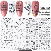 Nagelstickers - NIEUW Nail Art Letters Leaf Sexy Phrase 12 velletjes nagel decoratie - Dino`s Sale