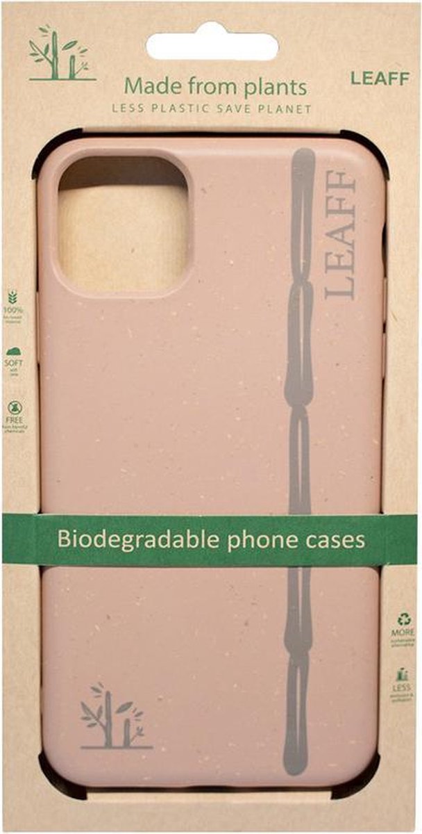 - LEAFF Suikerriet Back Cover Softcase Hoesje Geschikt voor iPhone 12 Pro Max - Duurzaam Volledig Composteerbaar Roze
