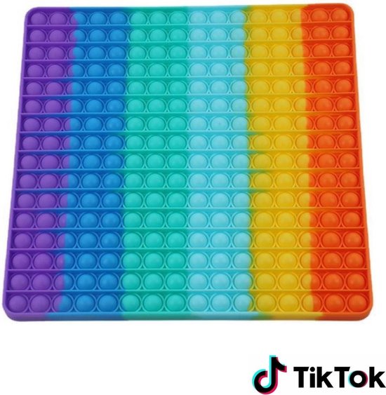 XXL Pop It Fidget Toy - Vierkant - Rainbow - 30 x 30 cm. - Merkloos