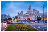 Verkeersdrukte rond het Plaza de Cibeles in Madrid - Foto op Akoestisch paneel - 120 x 80 cm