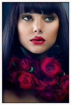 Vrouw met rozen - Foto op Akoestisch paneel - 60 x 90 cm