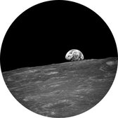 Moon with Earth over horizon (ruimtevaart) - Foto op Behangcirkel - ⌀ 120 cm