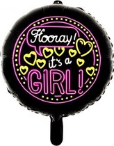 Helium ballon Hooray it's a Girl Neon | 46cm