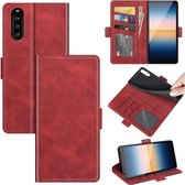 Voor Sony Xperia 10 III Dual-side magnetische gesp horizontale flip lederen tas met houder en kaartsleuven en portemonnee (rood)