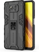 Voor Geschikt voor Xiaomi Poco X3 NFC Supersonic PC + TPU Schokbestendig hoesje met houder (zwart)