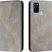 Voor OPPO Realme 7i Skin Feel Magnetisch S-type Effen Kleur Horizontale Flip Lederen Case met Houder & Kaartsleuf & Portemonnee (Grijs)