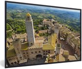 Photo encadrée - San Gimignano vu d'en haut près de la Toscane en Italie cadre photo noir 60x40 cm - Affiche encadrée (Décoration murale salon / chambre)