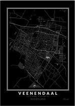 Poster Stad Veenendaal - A4 - 21 x 30 cm - Inclusief lijst (Zwart Aluminium)
