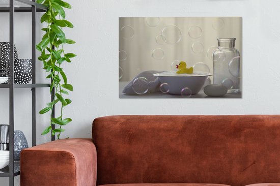Canvas Schilderij Badeend - Schaal - Sop - 60x40 cm - Wanddecoratie