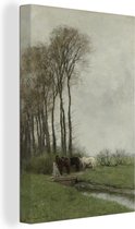 Paarden à la clôture - Peinture d'Anton Mauve Toile 20x40 cm - Tirage photo sur Toile (Décoration murale salon / chambre)