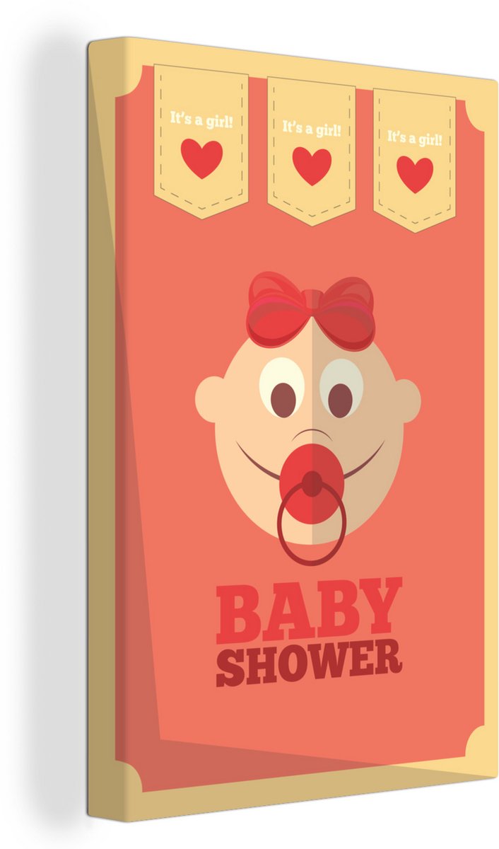 Canvas Schilderij 'Baby shower, It's a girl' - Spreuken - Quotes - 40x60 cm - Wanddecoratie