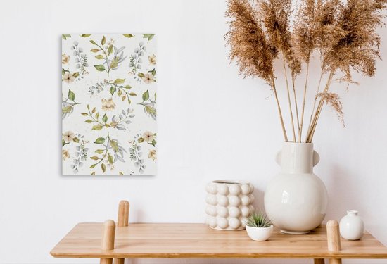 Canvas schilderij 20x30 cm - Wanddecoratie Bloem - Waterverf - Plant - Muurdecoratie woonkamer - Slaapkamer decoratie - Kamer accessoires - Schilderijen op canvas