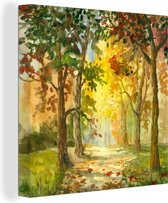 Peintures sur toile - un chemin entre les arbres - 120x90 cm - Art Décoration murale