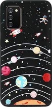 - ADEL Siliconen Back Cover Softcase Hoesje Geschikt voor Samsung Galaxy A02s - Ruimte Heelal Cartoon