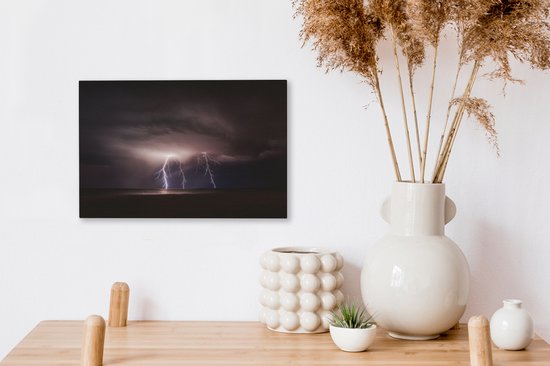 Éclair dans la nuit toile 30x20 cm - petit - Tirage photo sur toile (Décoration murale salon / chambre)