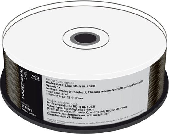 10 Blu-Ray BD-R DL 50GB 6x - Dischi Stampabili Full Printable Per Archiviazioni Ad Alta Capacit&agrave;