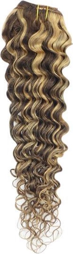Remy Human Hair extensions curly 18 - bruin / rood 4/27#