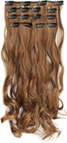 Clip in hairextensions 8 set wavy bruin - 12#