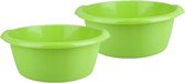 2x stuks ronde afwasteil / afwasbak groen 10 liter - camping / handwas afwasteilen