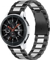 Stalen Smartwatch bandje - Geschikt voor  Samsung Galaxy Watch stalen band 46mm - zwart/zilver - Horlogeband / Polsband / Armband