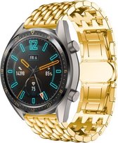 Stalen Smartwatch bandje - Geschikt voor  Huawei Watch GT stalen draak band - goud - 46mm - Horlogeband / Polsband / Armband