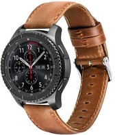 Samsung Galaxy Watch leren band 45mm / 46mm - bruin + glazen screen protector