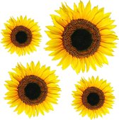 Crearreda Muursticker Flowers Dames Vinyl Geel 4-delig