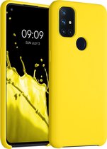 kwmobile telefoonhoesje geschikt voor OnePlus Nord N10 5G - Hoesje met siliconen coating - Smartphone case in stralend geel