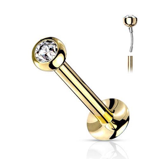 Piercing push en 0.8x8 plaqué or