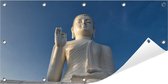 Tuinposter Buddha 100 x 50 cm incl. Metalen ringen - (Buitenposter - Tuindoek - Buitencanvas - Schilderijen voor buiten - tuin decoratie)