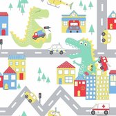 Dutch Wallcoverings - Over The Rainbow- Dino Road White