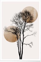 JUNIQE - Poster Sun And Moon Hiding Gold -20x30 /Ivoor