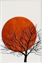 JUNIQE - Poster in kunststof lijst Winter Sunset -30x45 /Rood & Zwart