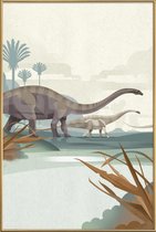 JUNIQE - Poster met kunststof lijst Diplodocus illustratie -30x45