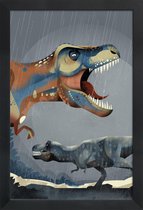 JUNIQE - Poster in houten lijst Tyrannosaurus Rex illustratie -40x60