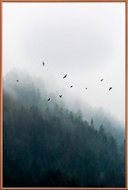 JUNIQE - Poster met kunststof lijst Foggy Morning 4 -40x60 /Groen