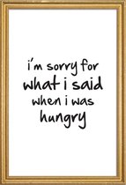 JUNIQE - Poster met houten lijst hungry -40x60 /Zwart