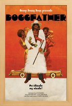 JUNIQE - Poster met houten lijst Dogg Father -13x18 /Oranje & Wit