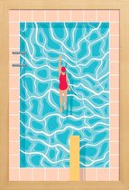 JUNIQE - Poster in houten lijst Pool -40x60 /Blauw & Oranje