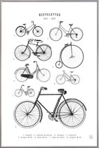 JUNIQE - Poster met kunststof lijst Bicyclettes -30x45 /Wit & Zwart