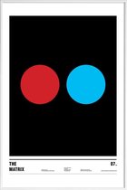 JUNIQE - Poster in kunststof lijst The Matrix -40x60 /Blauw & Rood